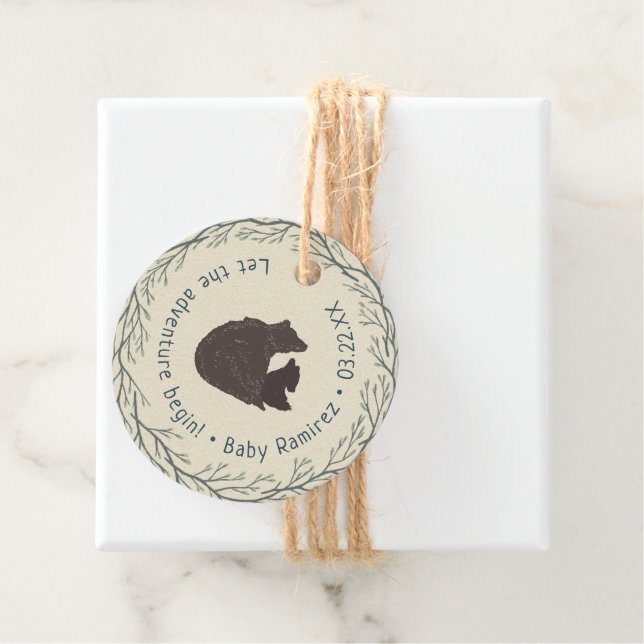 Little Bear Rustic Baby Shower Gåvor Etiketter (På plats)