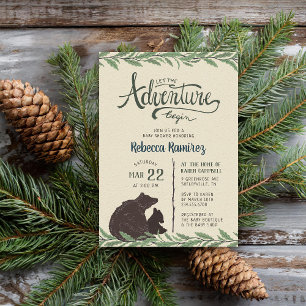 Little Bear Rustic Long Avstånd Baby Shower Inbjudningar