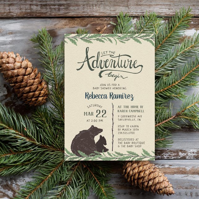 Little Bear Rustic Long Avstånd Baby Shower Inbjudningar (Skapare uppladdad)