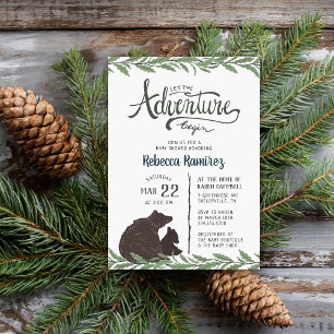 Little Bear Rustic Long Avstånd Baby Shower Inbjudningar