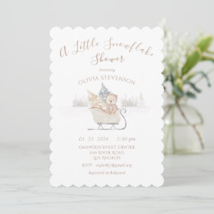Little Bear Snöflinga Baby Shower Inbjudningar