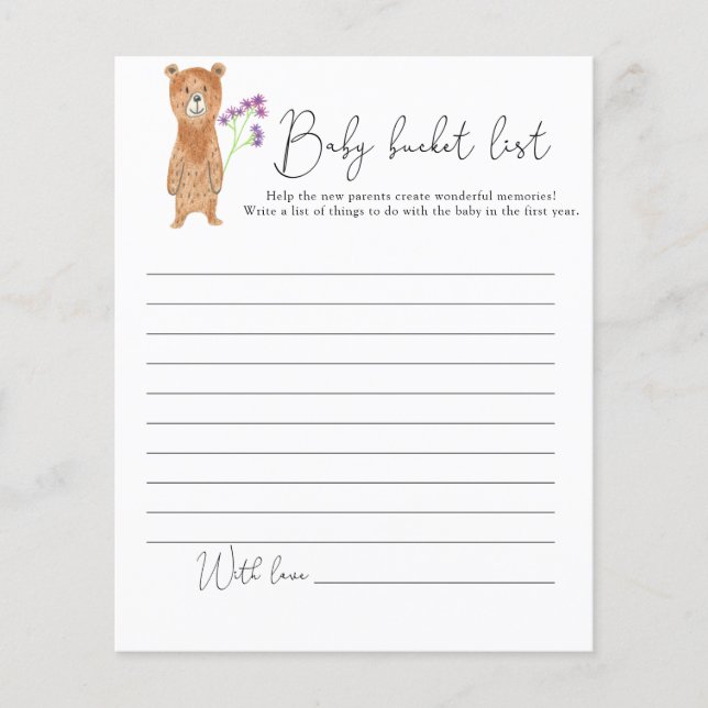 Little Bear Unge - Baby bucket list list (Framsida)