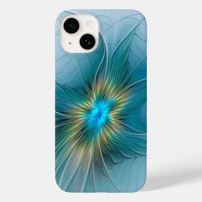 Little Beauty Modern Blue Guld Fractal Art Flower (Baksida)