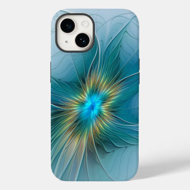 Little Beauty Modern Blue Guld Fractal Art Flower (Baksida)