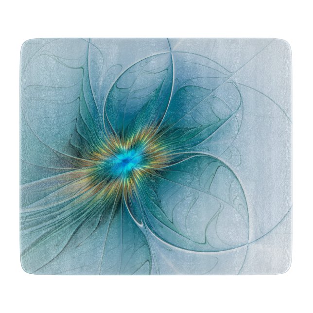 Little Beauty Modern Blue Guld Fractal Art Flower (Framsidan)