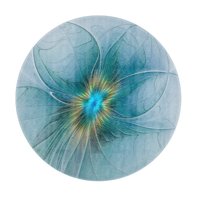 Little Beauty Modern Blue Guld Fractal Art Flower (Framsidan)