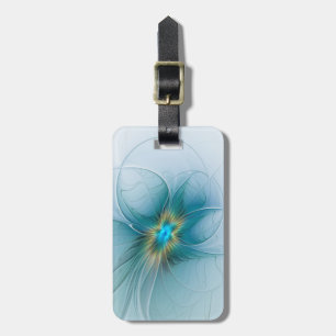 Little Beauty Modern Blue Guld Fractal Art Flower Bagagebricka