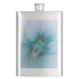 Little Beauty Modern Blue Guld Fractal Art Flower Fickplunta