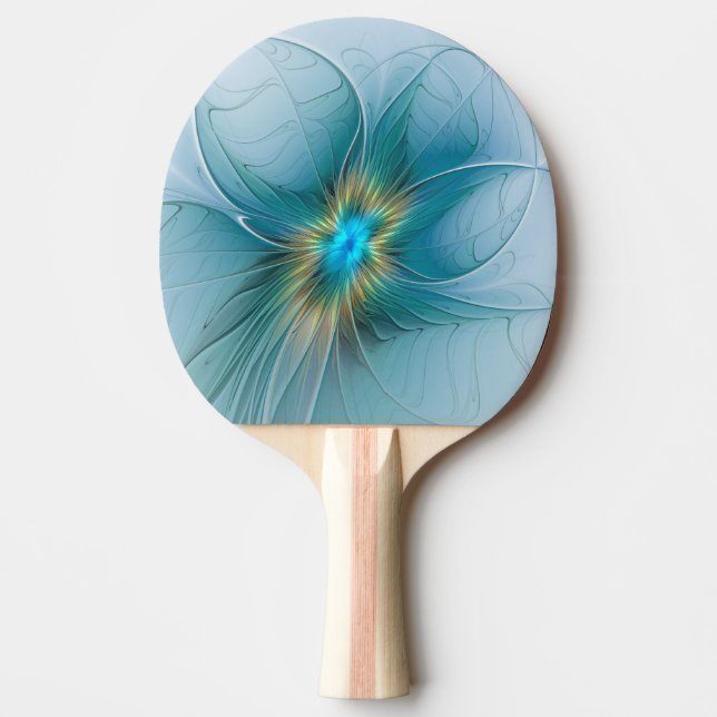 Little Beauty Modern Blue Guld Fractal Art Flower Pingisracket (Framsidan)