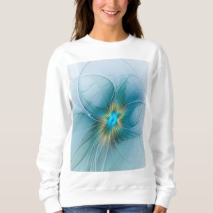 Little Beauty Modern Blue Guld Fractal Art Flower T Shirt
