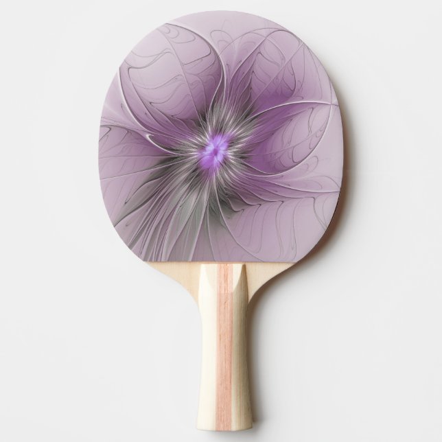 Little Beauty Modern Mauve Grått Fractal Art Flowe Pingisracket (Framsidan)