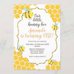 Little Bee 1st Birthday Call for boy or girl Inbjudningar