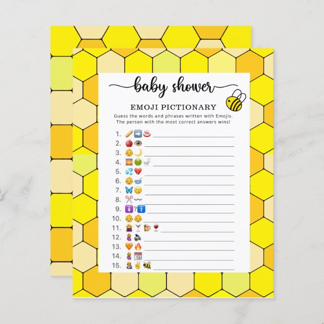 Little Bee Baby dusch emoji pictionary-spel (Fram/baksida)