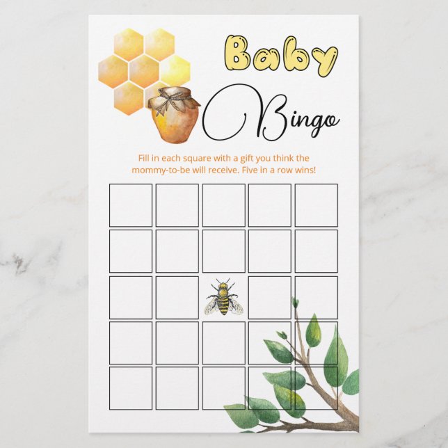 Little Bee Baby Shower Bingo Game (Framsida)
