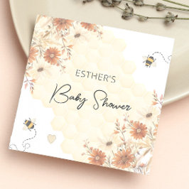 Little Bee Honung Boho WildblommBaby Shower Pappersservett