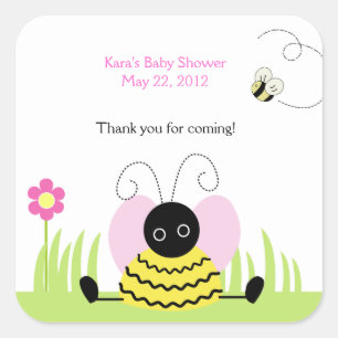 Little Bee Humla SQUARE Favor Sticker Fyrkantigt Klistermärke