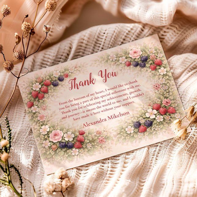 Little Berry Celebration 1st Birthday Tack Kort (Skapare uppladdad)