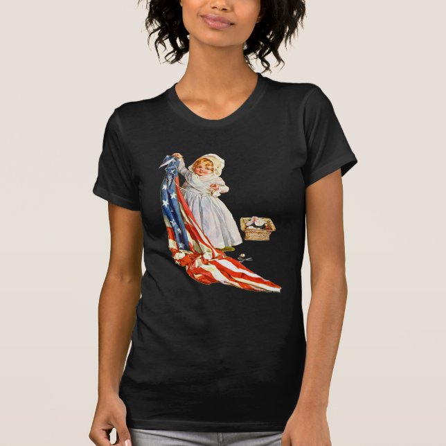 Little Betsy Ross och America Flagga T-shirt (Framsida)