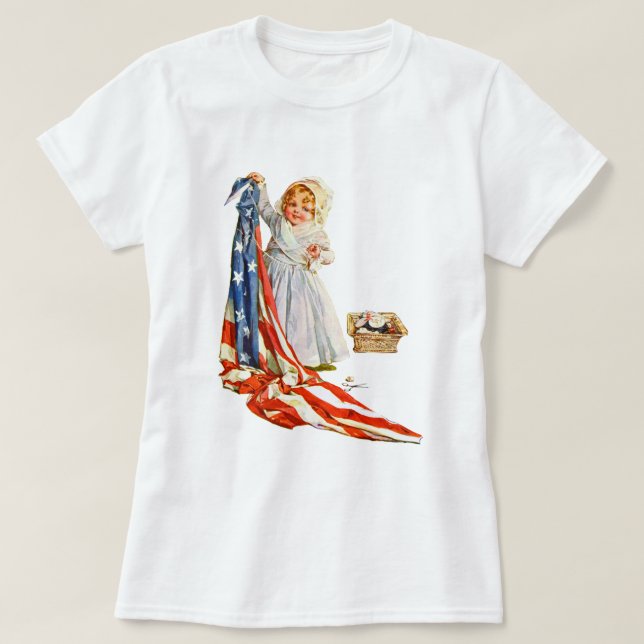 Little Betsy Ross och America Flagga T-shirt (Design framsida)