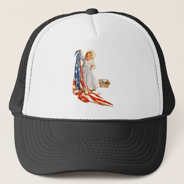 Little Betsy Ross och America Flagga Truckerkeps (Framsida)