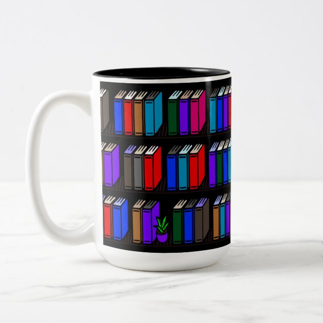 Little Bibliotek Bok Shelves Black Två-Tonad Mugg (Vänster)