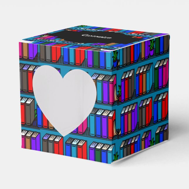 Little Bibliotek Bok Shelves Teal Heart Presentaskar (Framsidan Sidan)