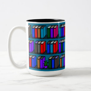 Little Bibliotek Bok Shelves Teal Två-Tonad Mugg