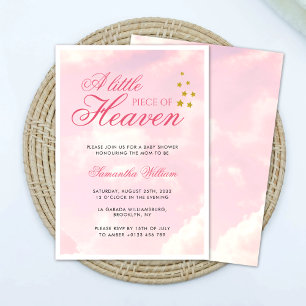 Little Biet Heaven Rosa Cloudy Himlar Baby Shower Inbjudningar