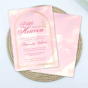 Little Biet Heaven Rosa Cloudy Himlar Baby Shower Inbjudningar