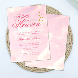 Little Biet Heaven Rosa Cloudy Himlar Baby Shower Inbjudningar
