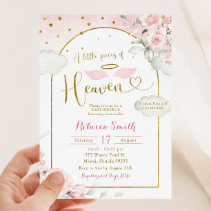 Little Biet Heaven Rosa Guld Baby Shower Inbjudningar
