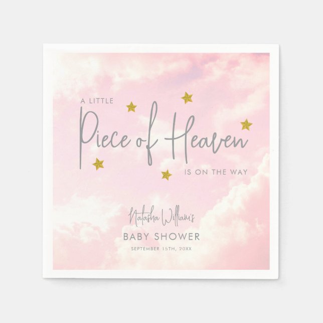 Little Biet Heaven Rosa Himmel Baby Shower Pappersservett (Framsidan)