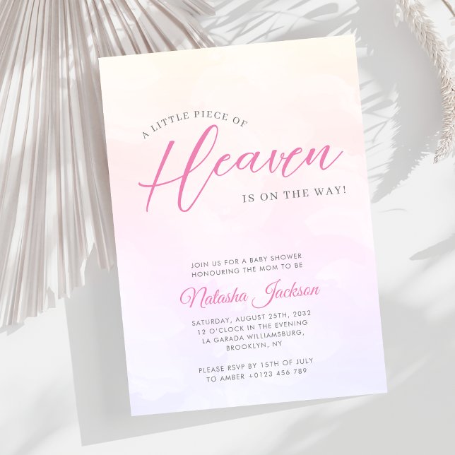 Little Biet of Heaven Rosa Baby Shower-inbjudan Inbjudningar (Skapare uppladdad)