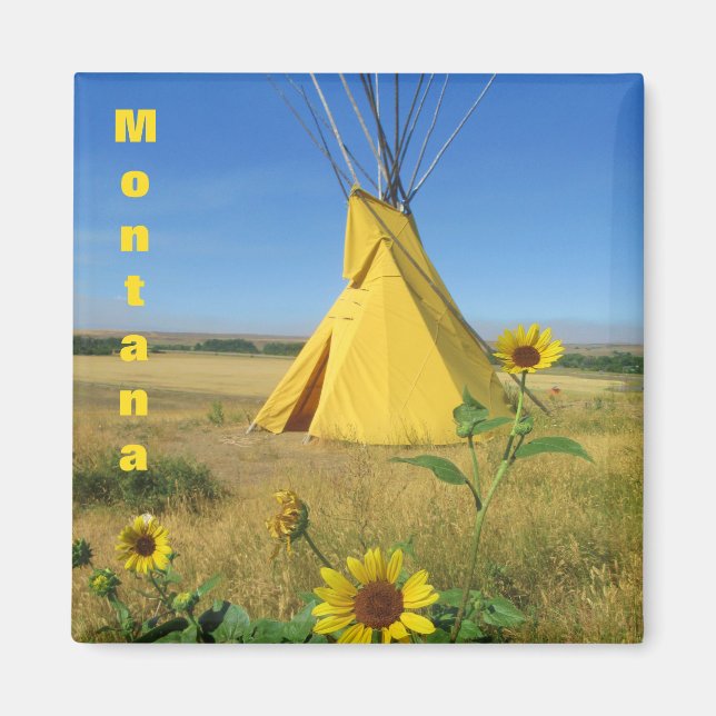 Little Big Horn Tipi Travel Souvenir Magnet (Framsidan)
