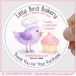 Little Bird Bakery Watercolor Cupcake Runt Klistermärke