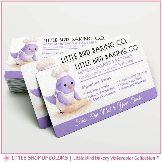 Little Bird Bakery Watercolor Visitkort (Skapare uppladdad)