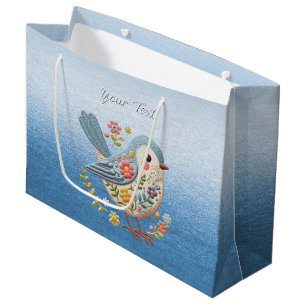 Little Bird Blommigt Blue Gift Bag