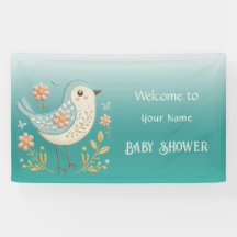 Little Bird Blommigt Embroidery Grönt Baby Shower