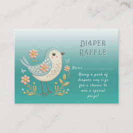 Little Bird Blommigt Embroidery Grönt Baby Shower Tilläggskort