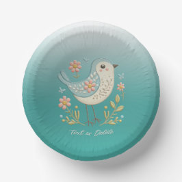 Little Bird Blommigt Embroidery Grönt Papper Bowl