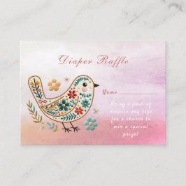 Little Bird Blommigt Embroidery Rosa Baby Shower Tilläggskort