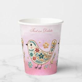 Little Bird Blommigt Embroidery Rosa Papprare Kopp