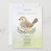 Little Bird Blommigt Guld Baby Shower