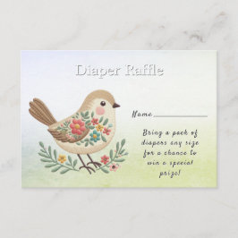 Little Bird Blommigt Guld Baby Shower Tilläggskort