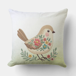 Little Bird Blommigt Guld Dekorativ kudde