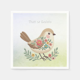 Little Bird Blommigt Guld Guld Napkins Pappersservett