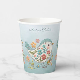 Little Bird Blue Rosa Flowers Papprare Kopp