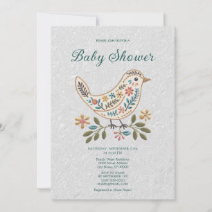 Little Bird Colorful Blommigt Baby Shower Inbjudningar