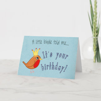 Little Bird: Grattis på födelsedagen Card in blue Kort