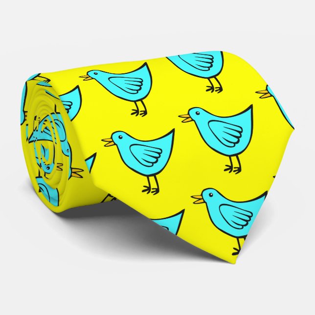 Little Bird - Ice Blue med Gult Slips (Rullad)